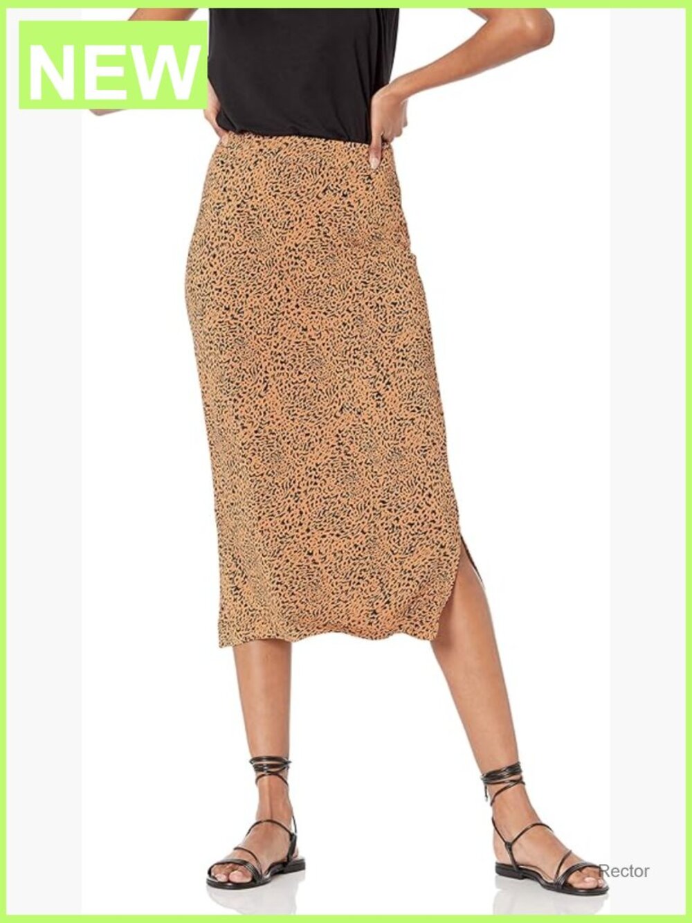 Pull-On Knit Midi Skirt with Elastic Waist, Stretchy Rayon Blend